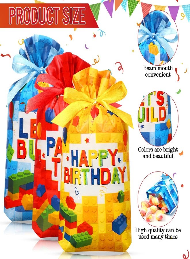 Bulyoou 60 Pcs Building Block Party Favors Bricks Drawstring Plastic Bags Birthday Candy Goodie Treat Bags for Building Block Party Gift Packing Supplies - Image 3